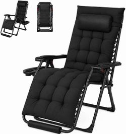 29" Zero Gravity Chair Adjustable, with Removable Cushion, Black