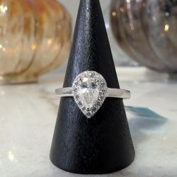 Solid .925 Sterling Silver Moissanite Ring 