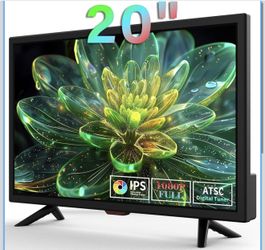 Jexiop TV 20 inch,Full Viewing Angles 1080P HD,Small Kitchen Wall-Mounted Digital TV-HDMI/USB Ports-Dual Power DC-12V& AC Adapter Inputs for Your Cara