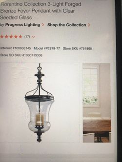 Fiorentino Collection 3-light Forged Bronze Foyer Pendent With Clear Seeded Glass
