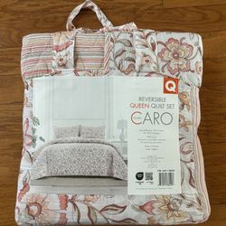 NWT Caro Reversible Queen Quilt 3pcs Set 