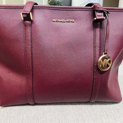 Michael Kors Large Red Leather Tote Laptop Compatible