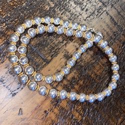 Sterling Silver 925 Beaded Necklace 1.15 Oz.