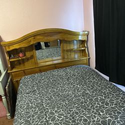 Wood Dresser And Double Size Bed 