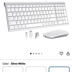 seenda Rechargeable Wireless Keyboard Mouse, Ultra Thin Low Profile Wireless Keyboard and Mouse with Number Pad, Quiet Portable Combo Compatible for W