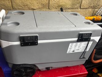 Large Rolling Cooler with Wheels and Cup Holders