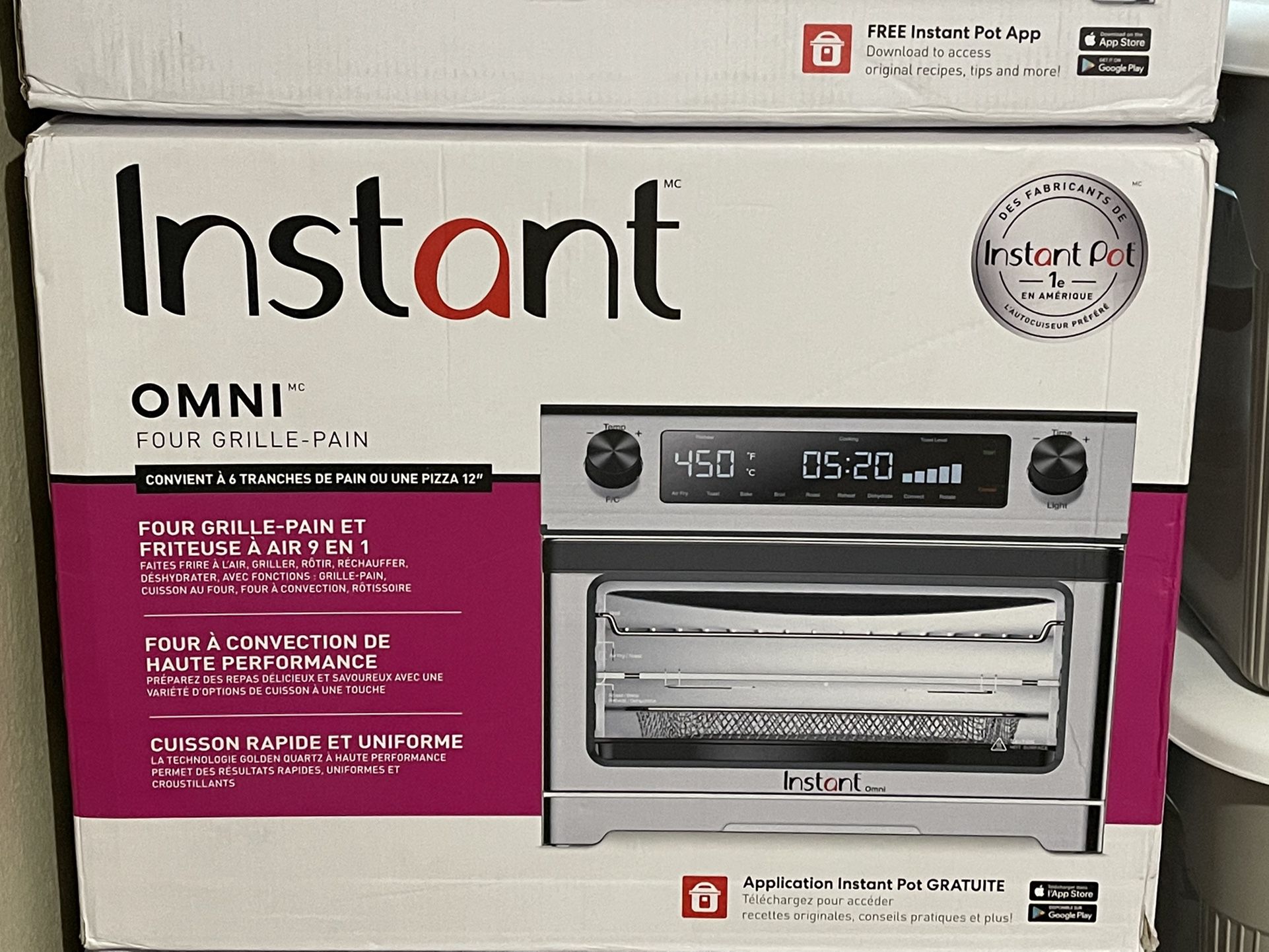 Instant Pot, Omni 9-In-1 Toaster Oven with Air Fry, Dehydrate, Toast, Roast, Bake, Broil, and Reheat
