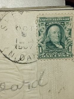 Rare one cent Benjamin Franklin stamp 1907