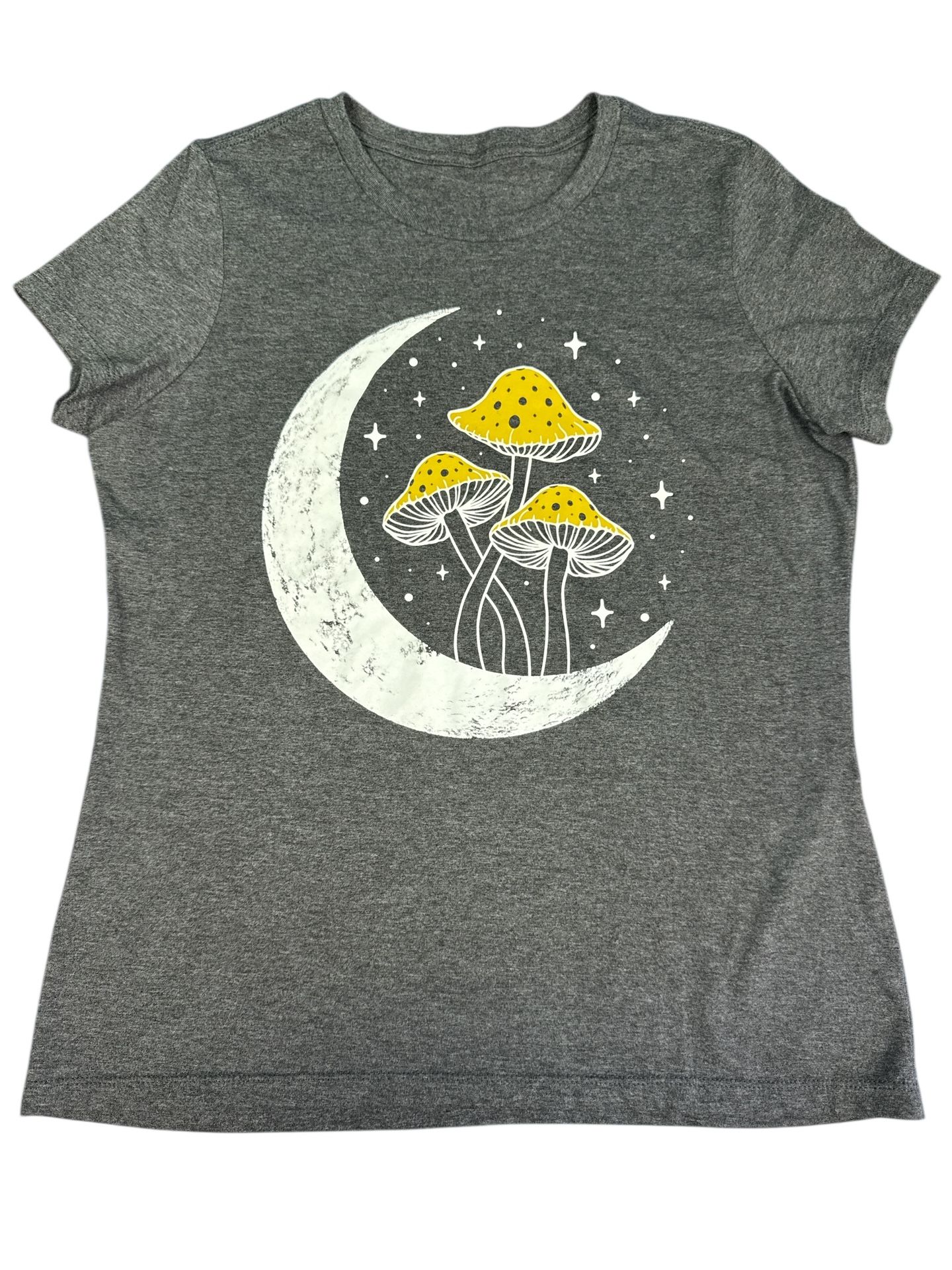 Celestial Moon and Mushrooms T-Shirt Boho Aesthetic Tee Medium