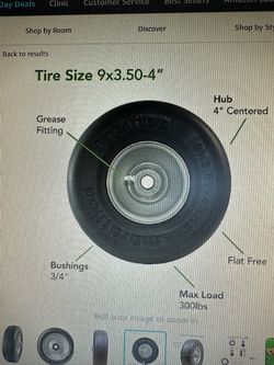 2 Marathon 9x3.50-4 Flat Free Lawn Mower Tires