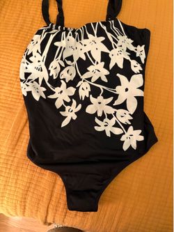 Floral Black and White Swimsuit.PORCH PICK UP ONLY
