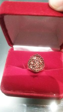 14k yellow gold diamond 2ctw auburn ring