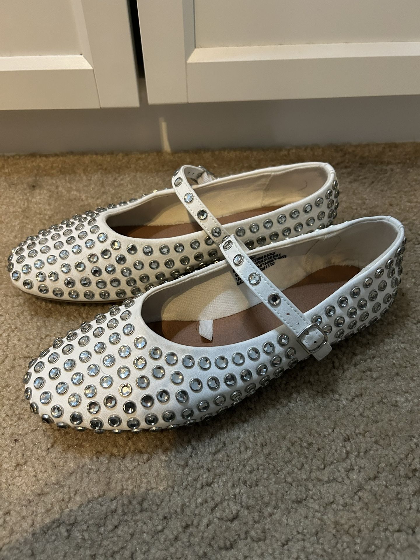 Issa Rhinestone Mary Jane Ballet Flats