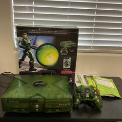 Original Xbox halo edition green console complete box