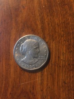 Susan B Anthony dollar coin from year 1980
