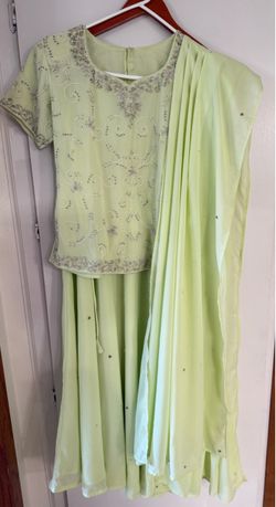 Fancy Wonens/older girls East Asian Indian/Pakistani ethnic Sharara outfit, light pistachio/pista green