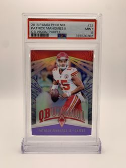 Patrick Mahomes II 2018 Panini Phoenix #25 QB Vision Purple /75 PSA 9 2nd Year