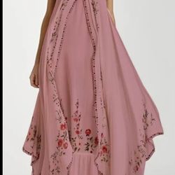 Flowing Boho Chic Sun Dress  Floral Design Plus Size 