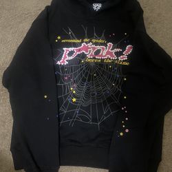 Sp5der Pink Hoodie Black