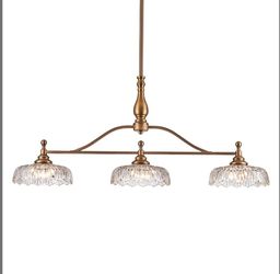 (Brand New in Box)  HDDFL Chandeliers Pendant Light Fixture Vintage Pendant Lighting Fixtures 3 Lights Chandelier Matte Brass Kitchen Glass Hanging La