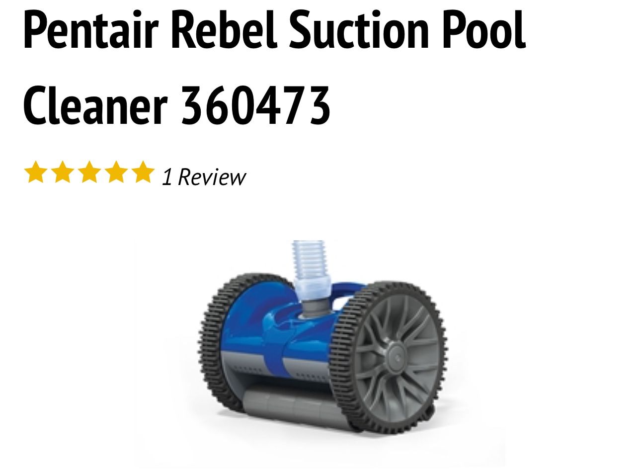 Pentair Rebel Suction Side Inground Pool Cleaner