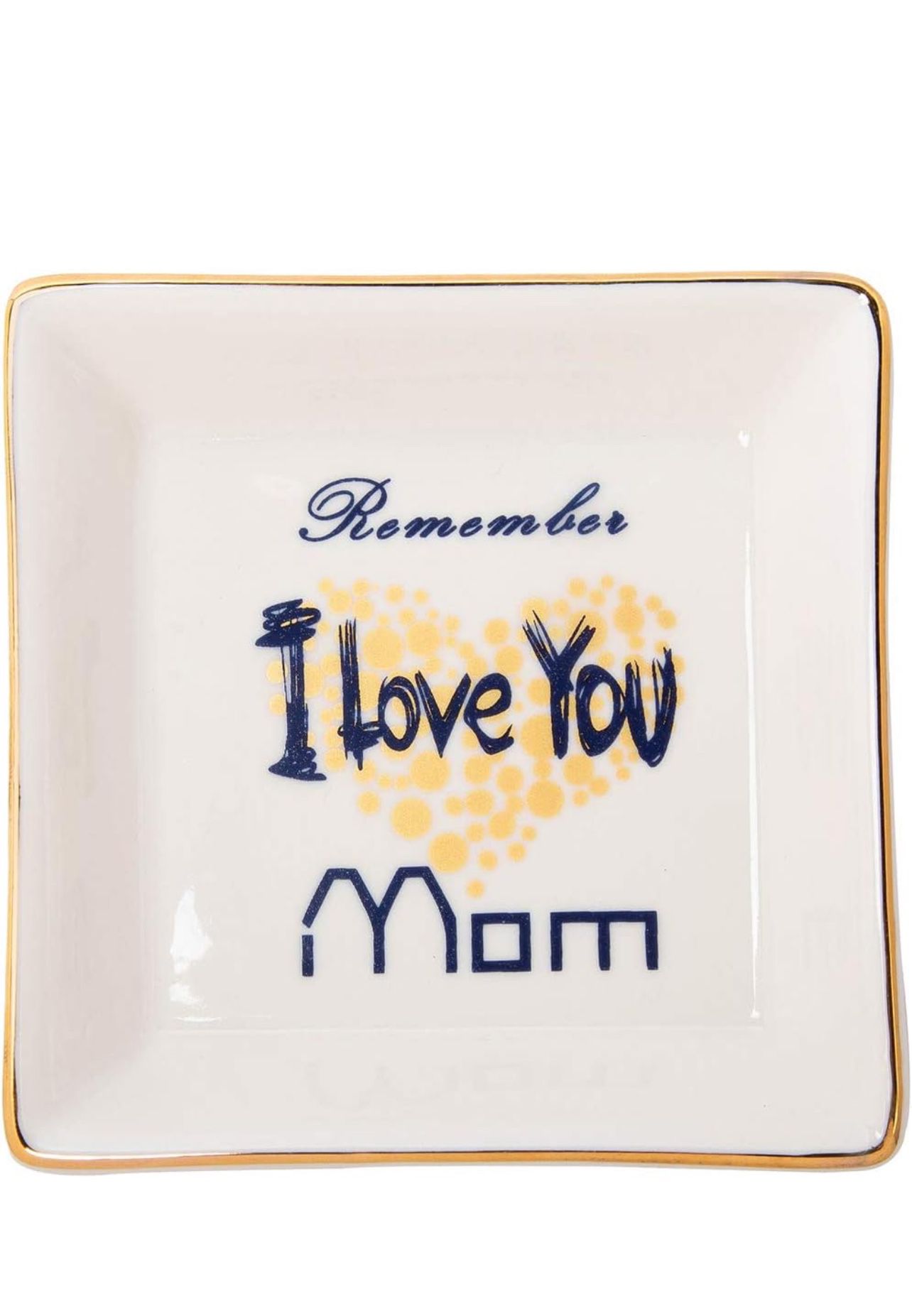 Ceramic Jewelry Tray Trinket Dish for Women, I Love You Mom