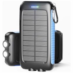 New In Box Solar-Power-Bank 49800mAh,15W Fast Charging Portable with 3Ports(2USB,1Type C)Smart Protection IC Chip,Dual LED Flashlights,IP67Waterproof,