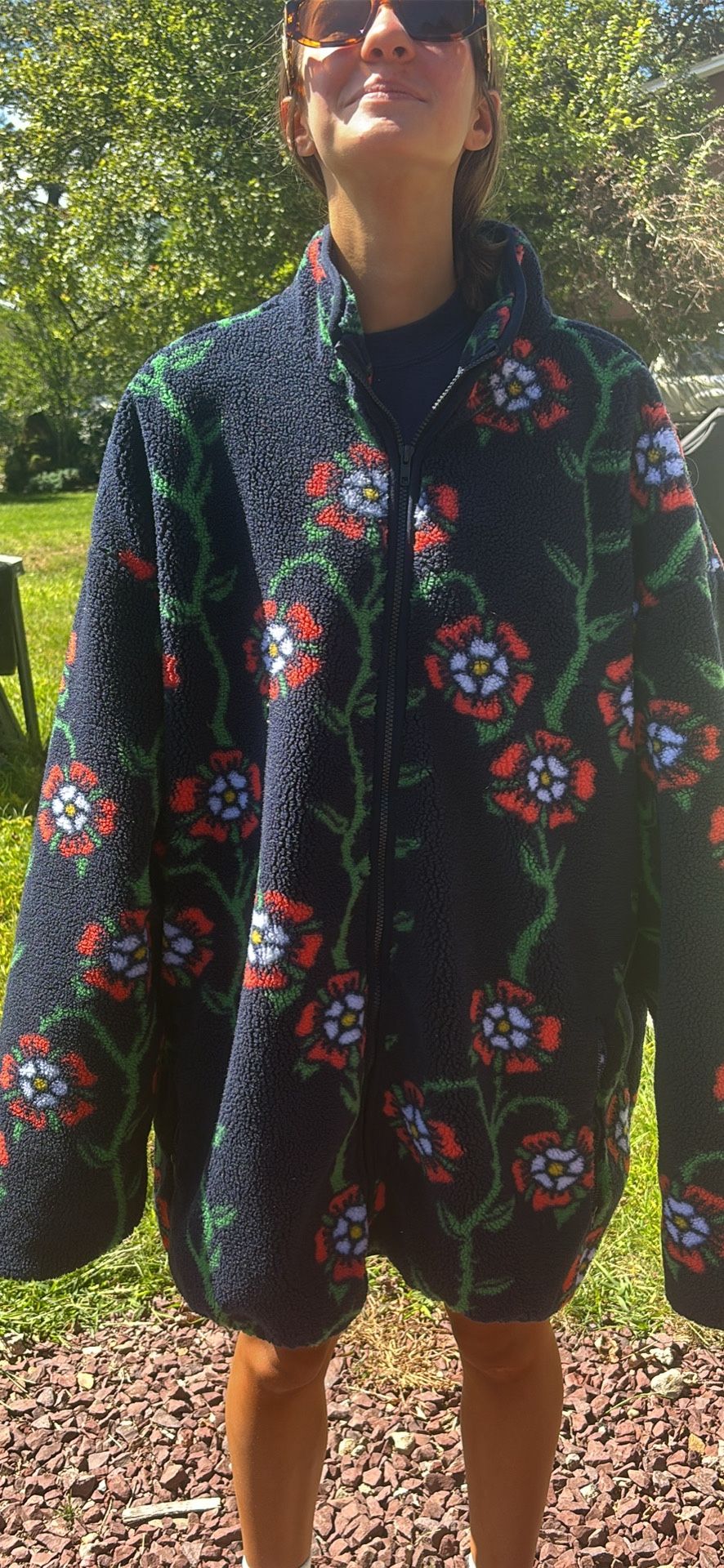 Rowing Blazers X Target Navy Red Rose Fleece Jacket NWT Rowing blazers fleece