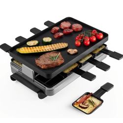 Swissmar Classic Raclette Party Grill with Reversible Cast Aluminum Non-Stick Grill Plate/Crepe Top, Outdoor & Indoor Electric BBQ Grill, Samgyupsal G