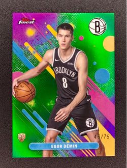 2025-26 Topps Finest Egor Demin RC True Green Chrome Refractor Rookie /75 Nets