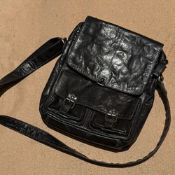 Men Genuine Leather Crossbody Black Shoulder Strap 