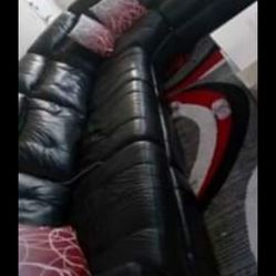 SECTIONAL GENUINE LEATHER RECLINER ELECTRIC ⚡️ BLACK COLO..✅🚛DELIVERY SERVICE AVAILABLE ✅🚛