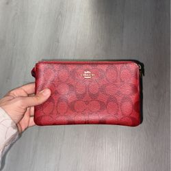 Coach Red Double Pouch Wallet
