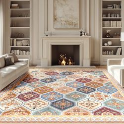 New 9x12 Large Bohemian Hexagonal Floral Area Rug