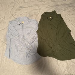 Universal Thread Women’s Light Blue and Olive Green Button Down shirts Size XXL