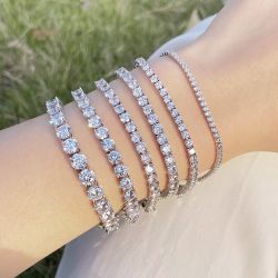New Sterling Silver 925 Tennis Bracelet, 4mm Wide