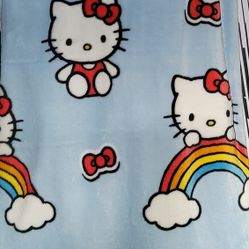 HELLO KITTY BOWS AND CLOUDS FULL/QUEEN THROW