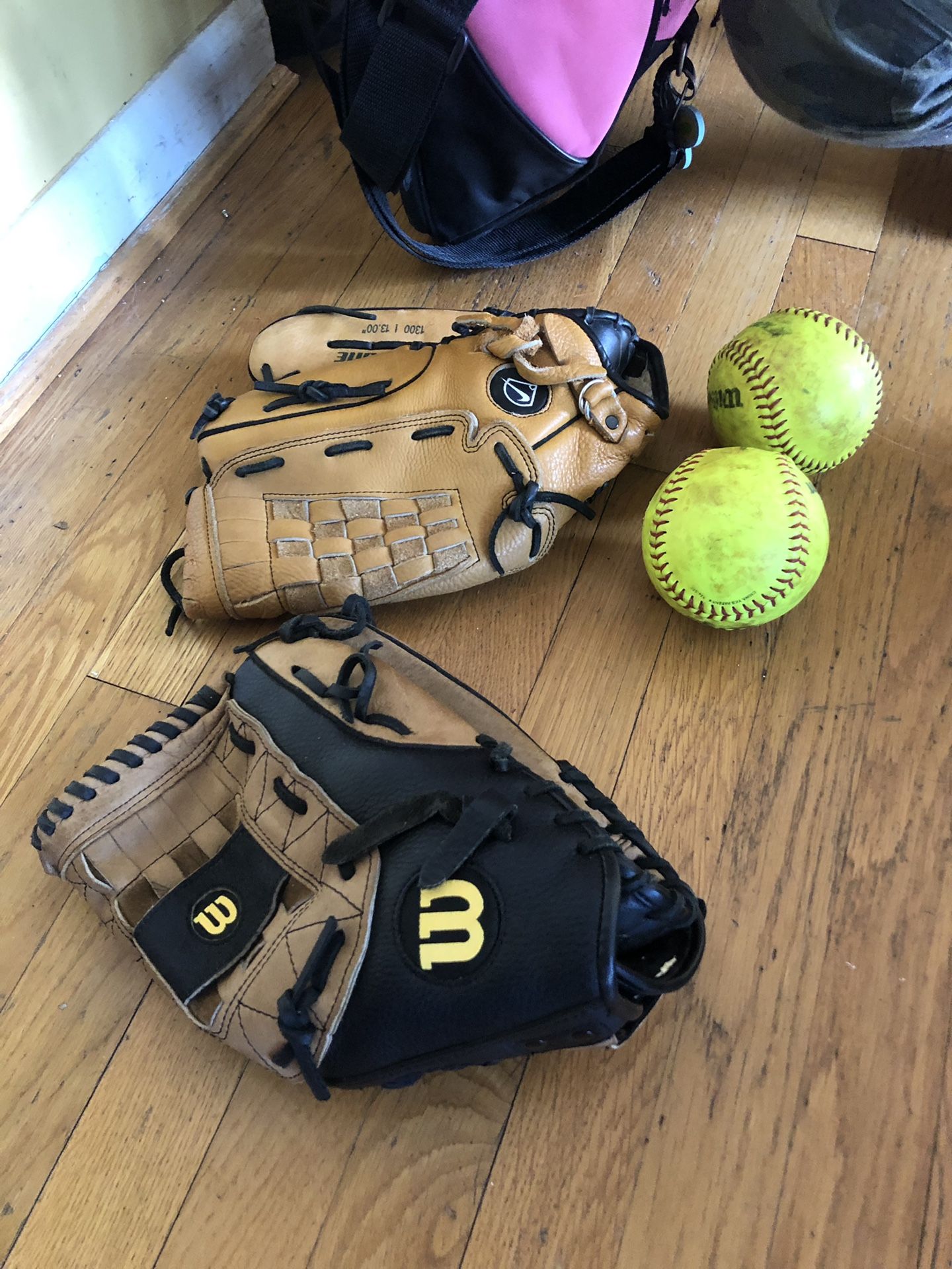 Softball gear and gloves