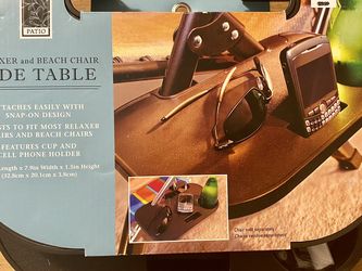 Folding Beach lounge Chair Side Tray Table Set