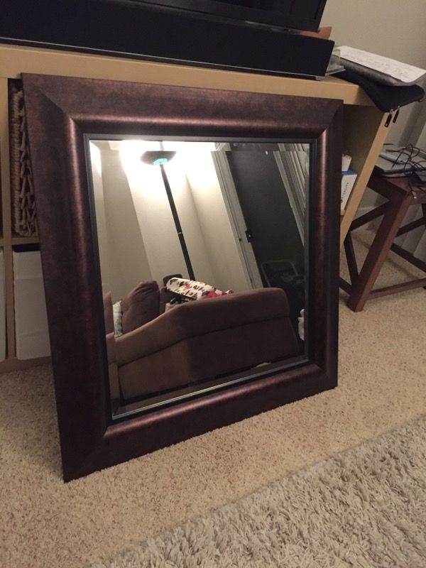 32.5’’ X 32.5’’ Mirror - Real Wood (Brown)
