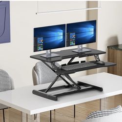 Standing Desk Converter - 32” Wide Stand Up desk Converter for Dual Monitor, Sit to Stand Ergonomic Height Adjustable Riser Converter Computer Worksta