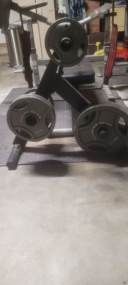 Fitness Gear Olympic Weight Plates with Rack