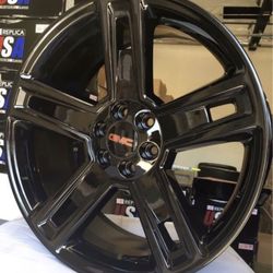 22” 24” 26” GLOSS BLACK CHEVY TAHOE SILVERADO TIRES RIMS DODGE RAM 1500