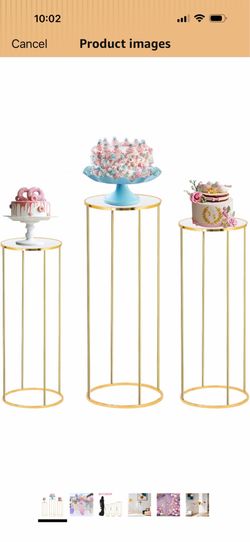 Bonastella Cylinder Stands For Party, 3PCS Cylinder Pedestal Stand, Cilindros Para Fiestas Cake Table Stand For Parties Metal Plant Stand Cylinder Tab