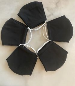 5 pcs- Black 3 layer washable face masks- unisex