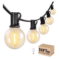 50FT LED Outdoor String Lights with 25 Bulbs