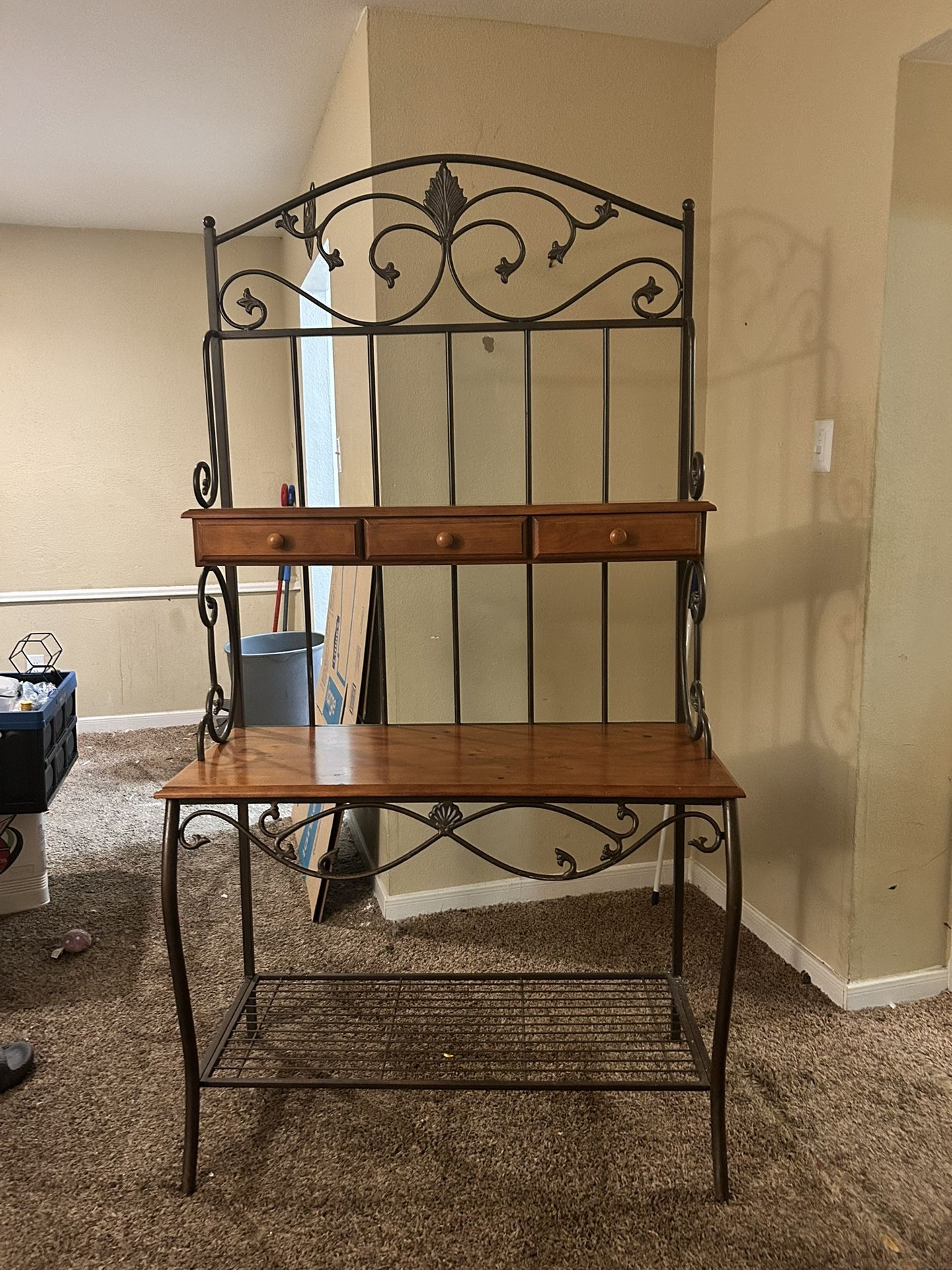 Wood/ Wrought Iron Bakers Rack WILLOWBROOK AREA
