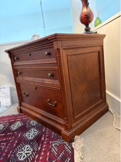 Hanging file cabinet walnut cherry exc nice