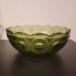 Vintage Bartlett Collins St Genevieve Green Glass Dessert Bowl