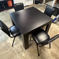35.5” x 35.5” 4 Person Dining Table W/ 4 Chairs, Black